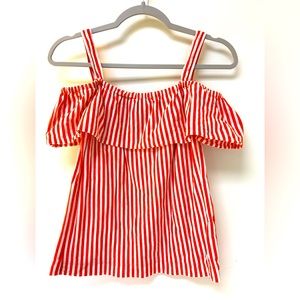 J. Crew off shoulder top red and white size XXS